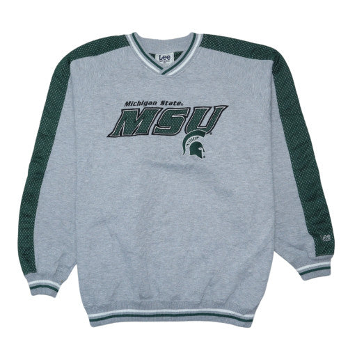 Lee Sport Men's Grey Green Michigan State MSU Sweatshirt XXL Pullover