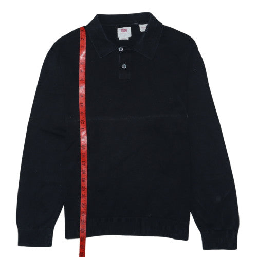 Levi's Men's Black Long Sleeve Cotton Polo Shirt Size L