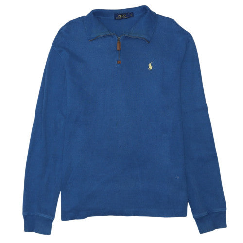 Ralph Lauren Mens Blue Cotton 1/2 Zip Collared Sweatshirt Size M
