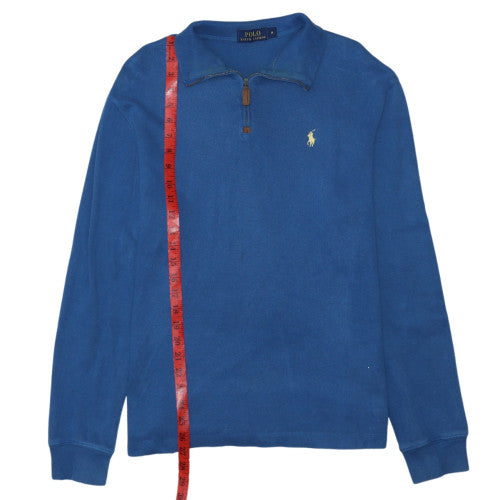 Ralph Lauren Mens Blue Cotton 1/2 Zip Collared Sweatshirt Size M