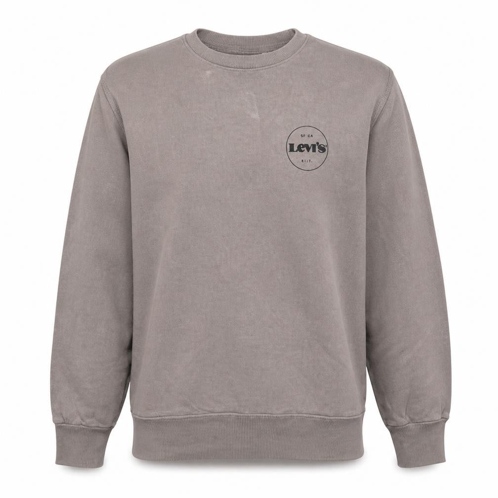 Front view of Levi's Men's Grey Crew Neck Pullover Sweatshirt M Standard Fit