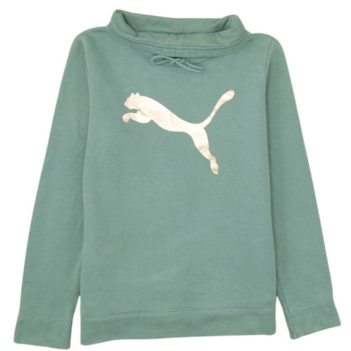 Puma Womens Green Pullover Sweatshirt Size 12 Long Sleeve Logo