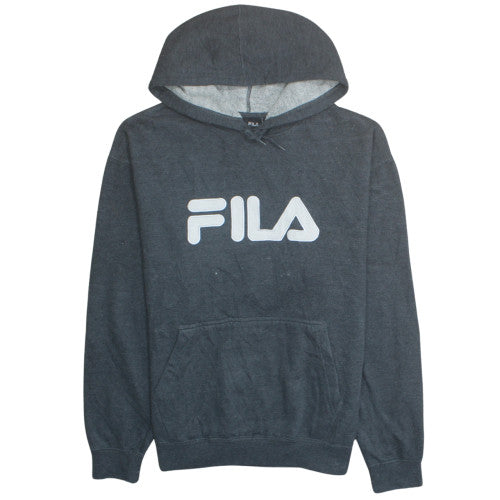 FILA Men's Grey Pullover Hoodie L Regular Fit Graphic Print