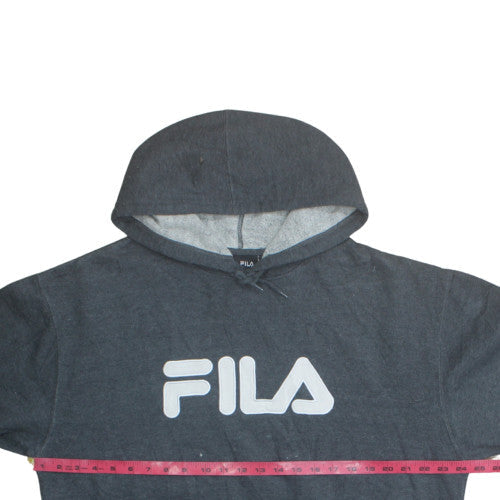 FILA Men's Grey Pullover Hoodie L Regular Fit Graphic Print