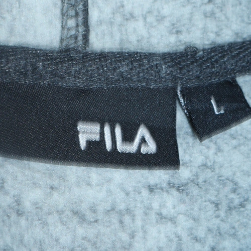 FILA Men's Grey Pullover Hoodie L Regular Fit Graphic Print