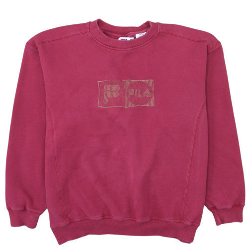 Fila Men's Red Crew Neck Sweatshirt XL Cotton Blend Logo Pullover