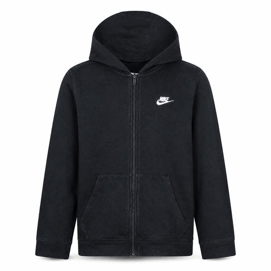 Front view of Nike boys’ black full zip hoodie xl 158-170cm fleece sweatshirt