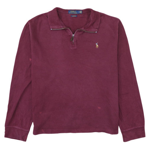 Ralph Lauren Men's Red Cotton 1/2 Zip Collared Top Size M