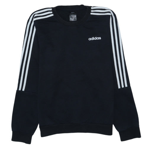 Adidas Mens Black M Crew Neck Pullover Sweatshirt Classic 3-Stripes