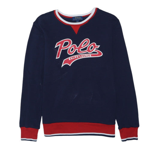 Polo Ralph Lauren Womens Navy Red Crew Neck Cotton Sweatshirt M 10-12