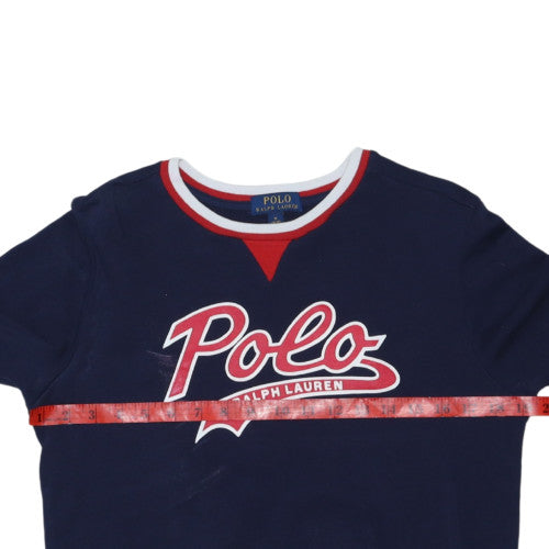 Polo Ralph Lauren Womens Navy Red Crew Neck Cotton Sweatshirt M 10-12