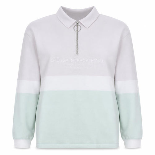Stussy Women’s Pink Colourblock Half Zip Sweatshirt Size 8 Cotton