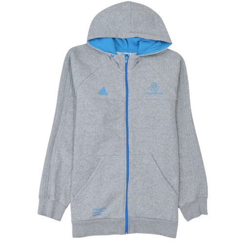 adidas Men Grey Full Zip Hoodie L Sports Fleece Activewear