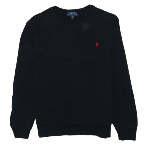Ralph Lauren Womens Black L Sweatshirt Crew Neck Cotton Blend Logo