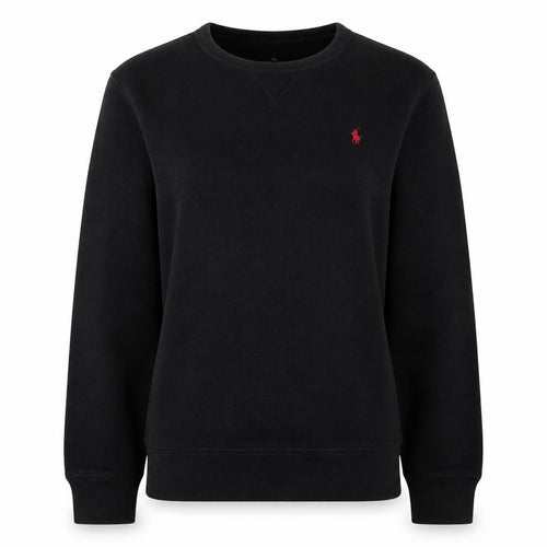 Ralph Lauren Womens Black L Sweatshirt Crew Neck Cotton Blend Logo