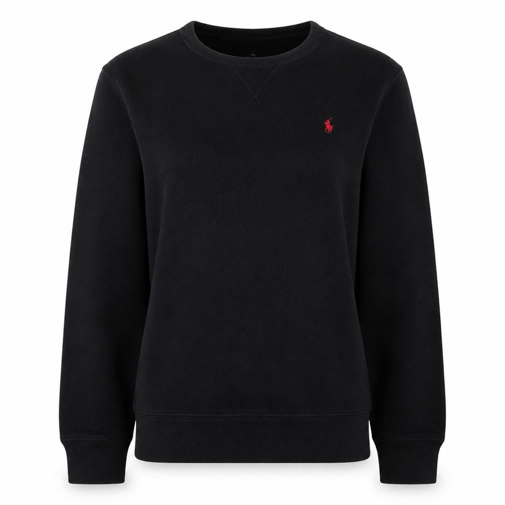 Ralph Lauren Womens Black L Sweatshirt Crew Neck Cotton Blend Logo
