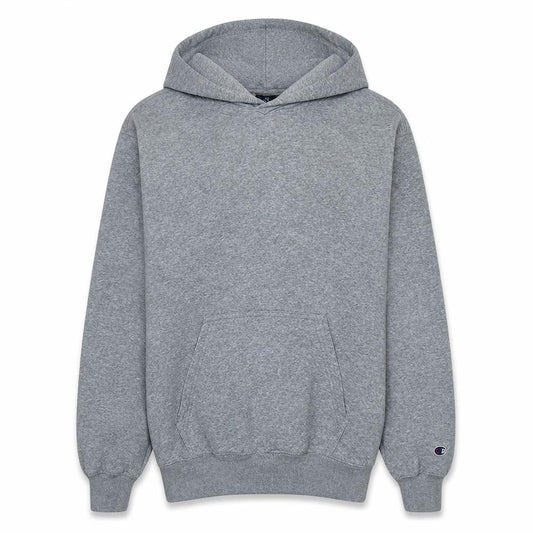 Front view of Champion boys’ grey pullover hoodie 2xl fleece hooded sweatshirt