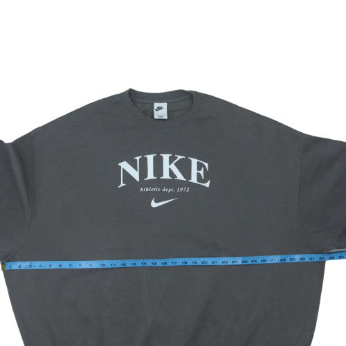 Nike Men’s Grey Logo Pullover Sweatshirt L Crew Neck Fleece