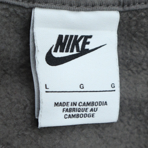 Nike Men’s Grey Logo Pullover Sweatshirt L Crew Neck Fleece