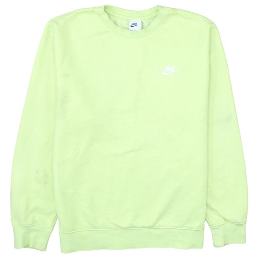 Nike Men Green Crew Neck Pullover Sweatshirt M Fleece Regular Fit