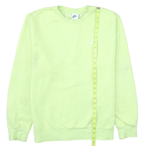 Nike Men Green Crew Neck Pullover Sweatshirt M Fleece Regular Fit