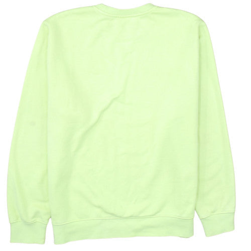 Nike Men Green Crew Neck Pullover Sweatshirt M Fleece Regular Fit