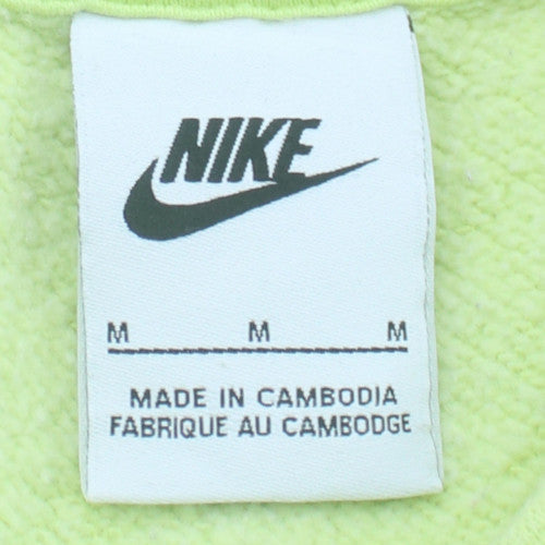 Nike Men Green Crew Neck Pullover Sweatshirt M Fleece Regular Fit