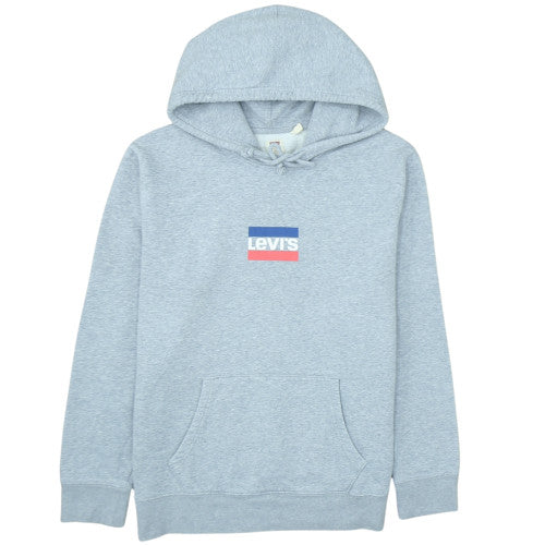 Levi's Men Grey Pullover Hoodie L Regular Fit Logo Fleece Sweatshirt
