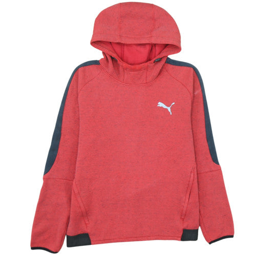 Puma Boys Red Hooded Pullover Sweatshirt Size M Cotton Blend