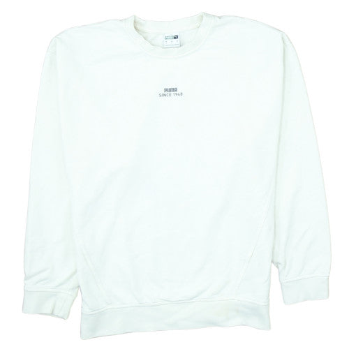 Puma Men's White Crew Neck Pullover Sweatshirt Size S Regular Fit