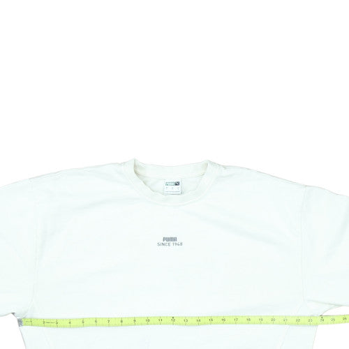 Puma Men's White Crew Neck Pullover Sweatshirt Size S Regular Fit