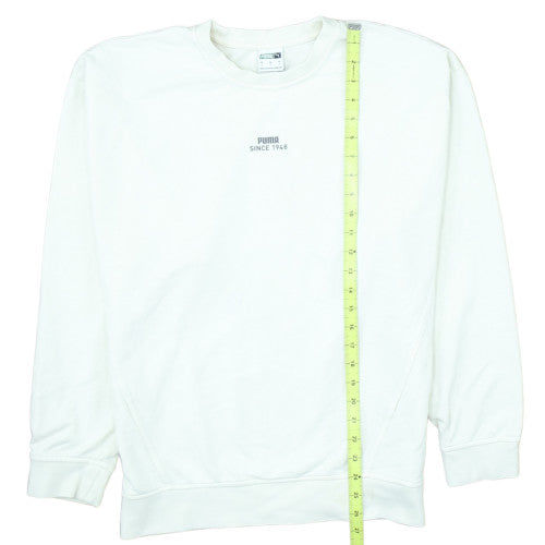 Puma Men's White Crew Neck Pullover Sweatshirt Size S Regular Fit