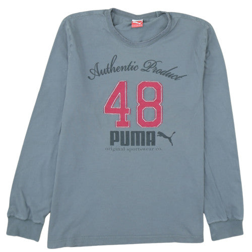 Puma Men's Grey Long Sleeve Graphic Crew Neck Cotton Top 2XL