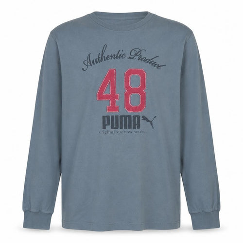 Puma Men's Grey Long Sleeve Graphic Crew Neck Cotton Top 2XL