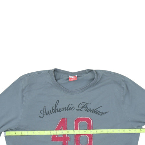 Puma Men's Grey Long Sleeve Graphic Crew Neck Cotton Top 2XL