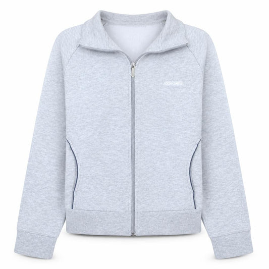 Front view of Reebok girls’ grey track jacket, size 10-11, years full zip activewear