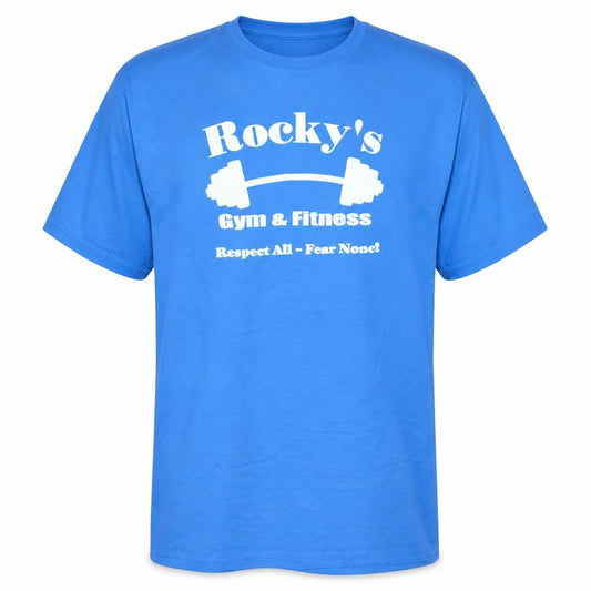 Front view of Reebok Men's Blue Rocky's Gym & Fitness Crew Neck Short Sleeve T-Shirt L