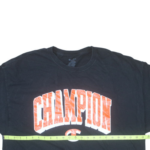 Champion Men's Black 3XL Crew Neck Graphic Print T-Shirt