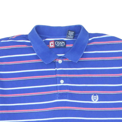 Chaps Men's Blue Striped Cotton Polo Shirt XL Regular Fit