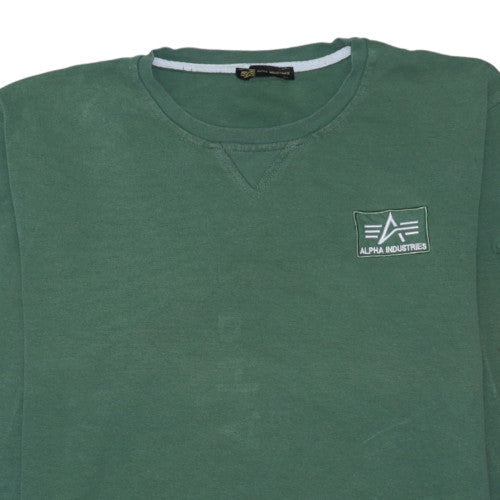 Alpha Industries Men Green XL Pullover Crew Neck Cotton Sweatshirt