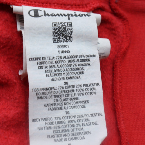 Champion Boys Red Pullover Hoodie XL - Cotton Blend Logo Sweatshirt