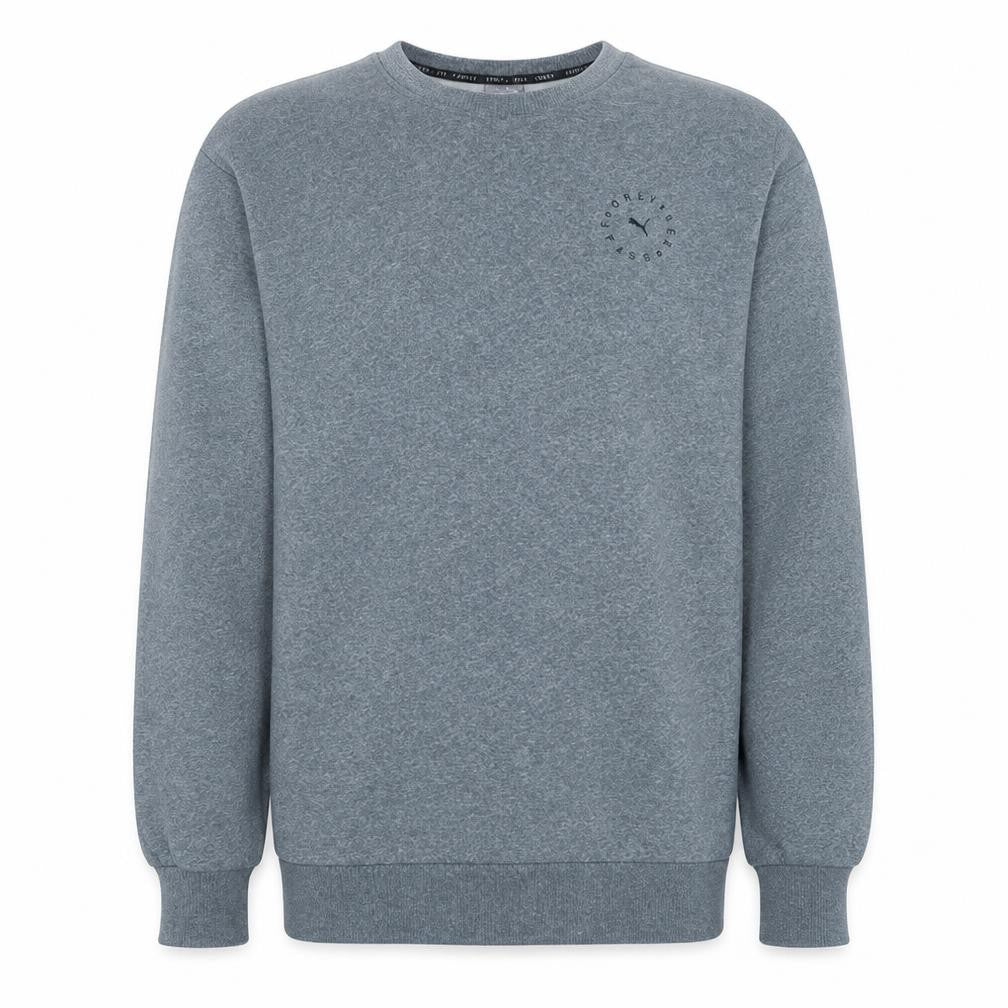 Front view of Puma Men's Grey 2XL Crew Neck Pullover Sweatshirt