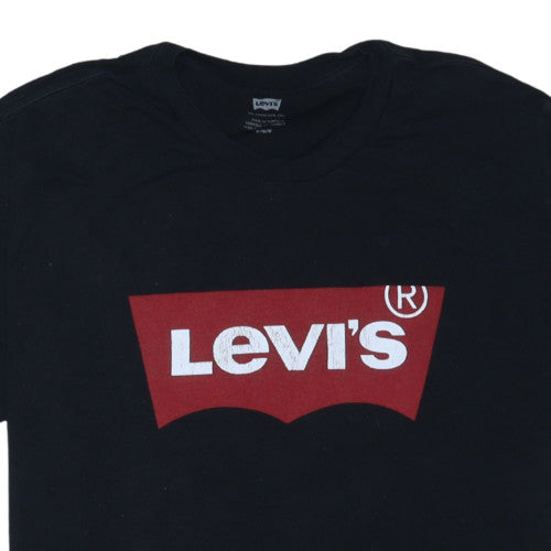 Levi's Men's Black Graphic Logo Crew Neck Cotton T-Shirt M