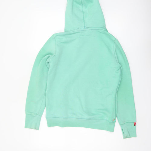 Superdry Womens Green Pullover Hoodie Size M Cotton Blend Vintage Logo