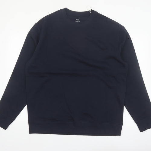 Marks and Spencer Men's Blue Relaxed Fit Cotton Sweatshirt Size L