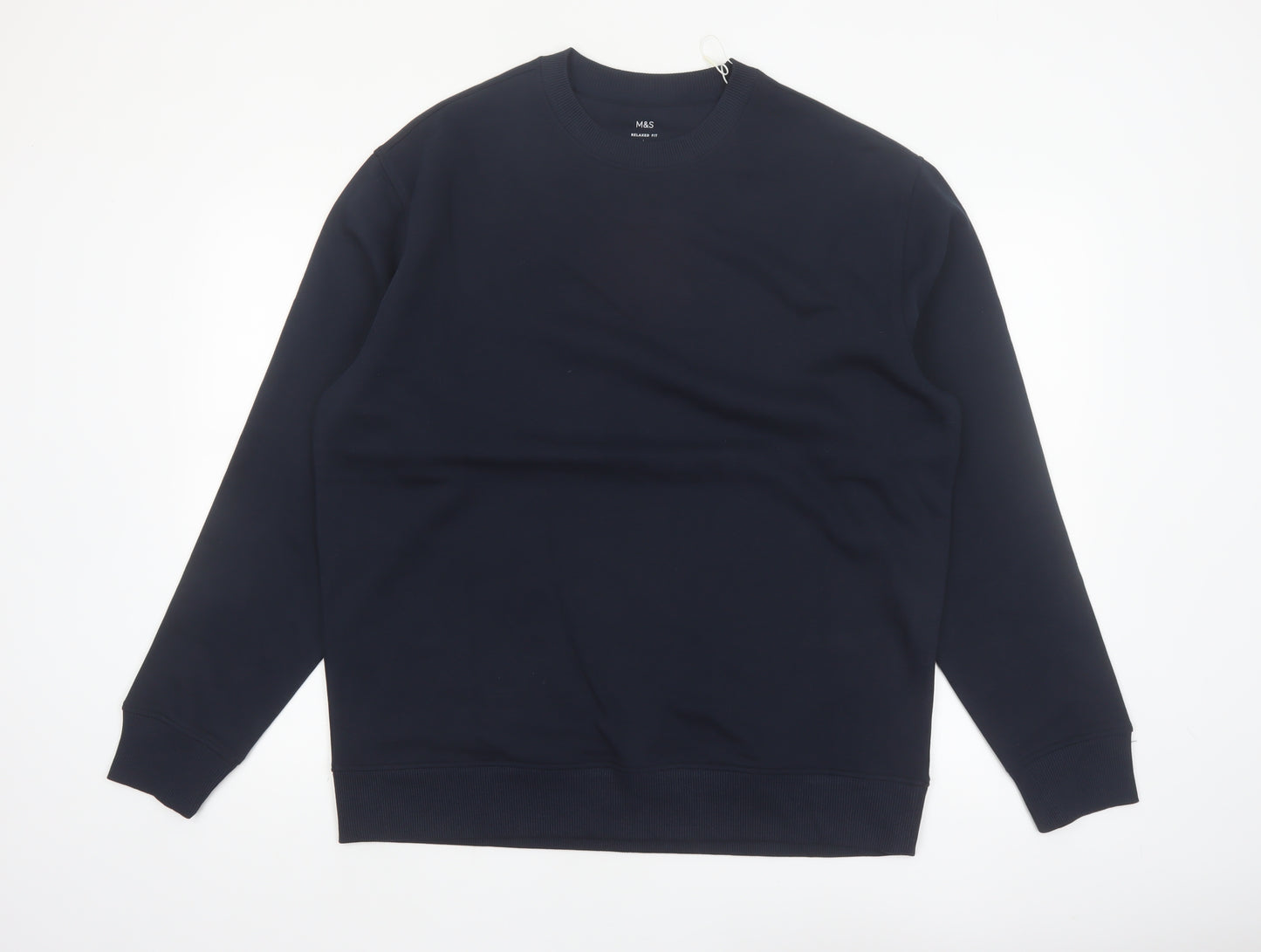 Marks and Spencer Men's Blue Relaxed Fit Cotton Sweatshirt Size L