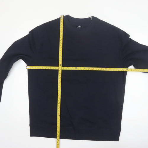 Marks and Spencer Men's Blue Relaxed Fit Cotton Sweatshirt Size L