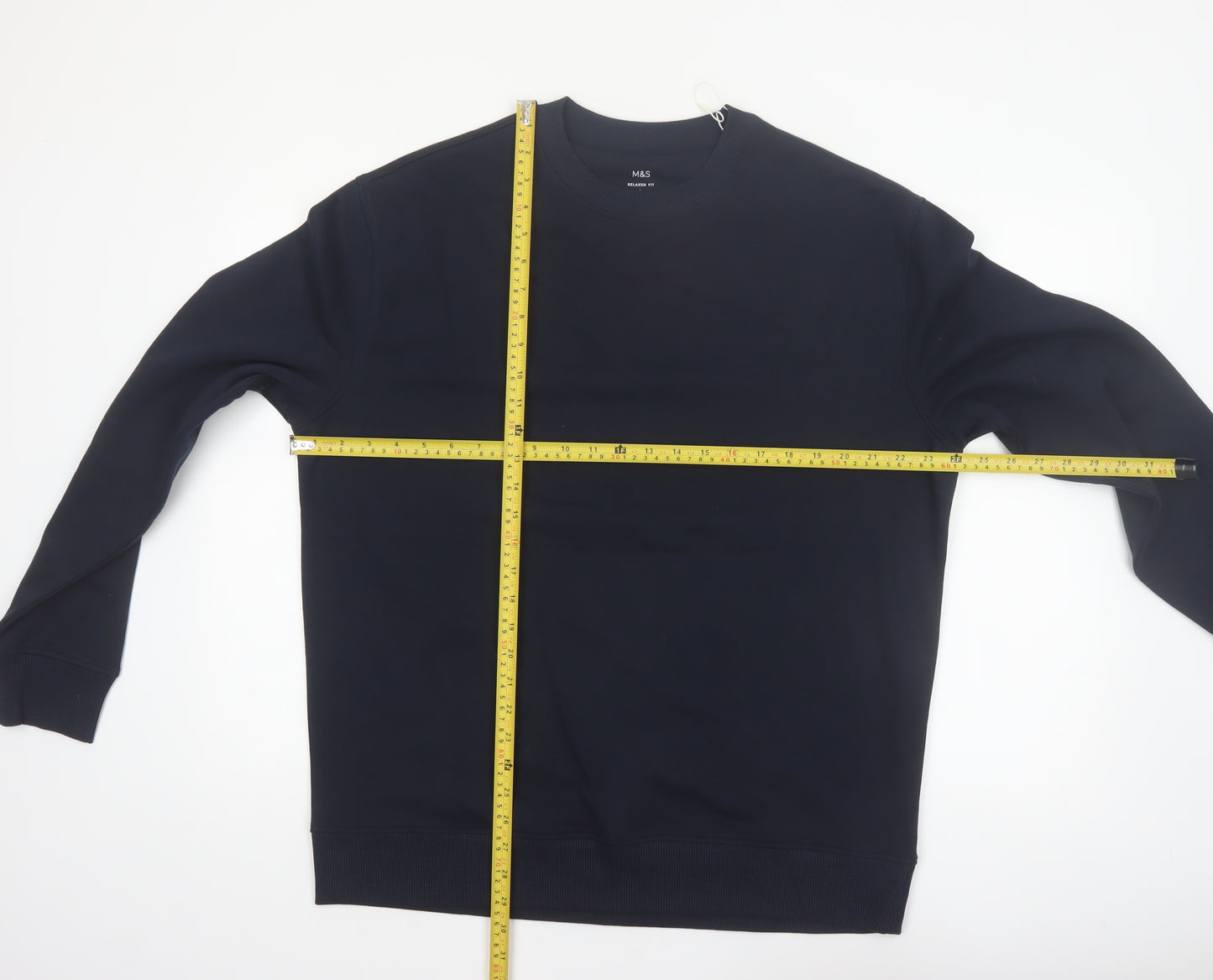 Marks and Spencer Men's Blue Relaxed Fit Cotton Sweatshirt Size L