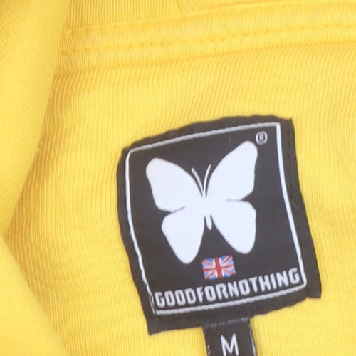Good For Nothing Women's Yellow Cropped Hoodie Size M Drawstring Hooded Sweatshirt