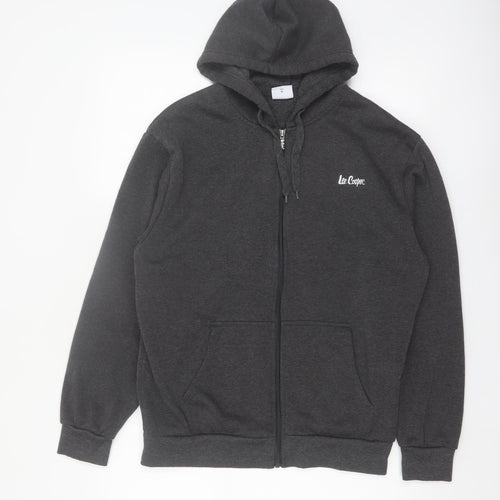 Lee Cooper Men's Grey Full Zip Hoodie Size L Polyester Fleece